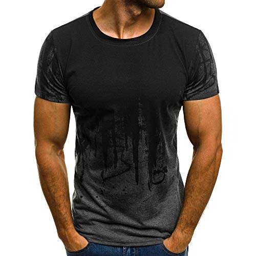 Maryia Men’s Short Sleeve Muscle Athletic Gradient T-Shirts Casual Big & Tall Slim Fit Crewneck Top Blouse Gray