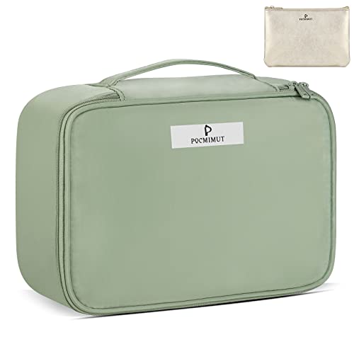 Pocmimut Makeup Bag Cosmetic Bag for Women Cosmetic Travel Makeup Bag Large Travel Toiletry Bag for Girls Make Up Bag Brush Bags Reusable Toiletry Bag(Green)