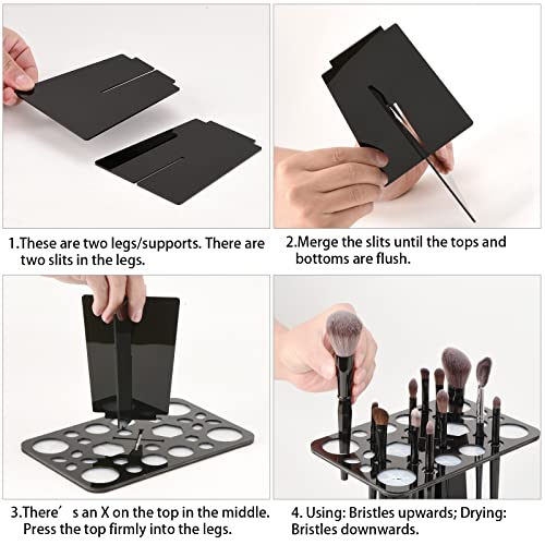 Luckyiren Makeup Brushes Drying Rack, Brushes Dryer, Collapsible 28 Slot Acrylic Brush Holder Stand Tree Tray Support Display for Makeup Artist Acrylic Nail Brushes Paintbrushes Makeup Lovers, Black | The Storepaperoomates Retail Market - Fast Affordable Shopping