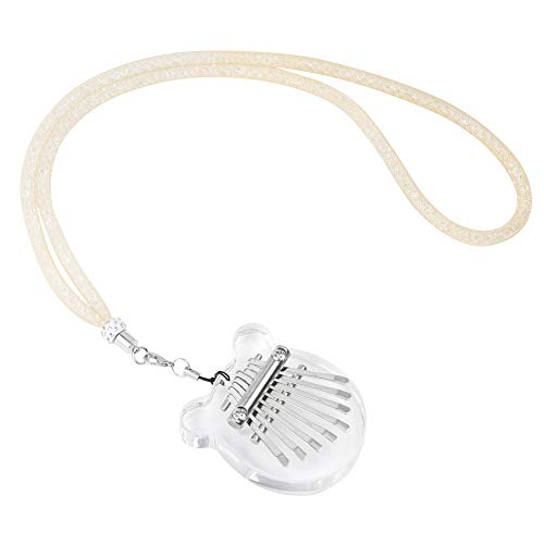 Mini Kalimba Thumb Piano, Portable 8 Keys Finger Piano with Lanyard for Beginner Kids Adult, Musical Instruments with Pendant Gift for Festival (Clear(Bear Shape))