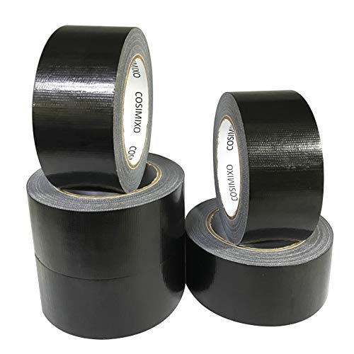 COSIMIXO 5-Pack Black Heavy Duty Duct Tape, 2 inches x 30 Yards, Strong, Flexible, No Residue, All-Weather and Tear by Hand – Bulk Value for Repairs, Industrial, Professional Use