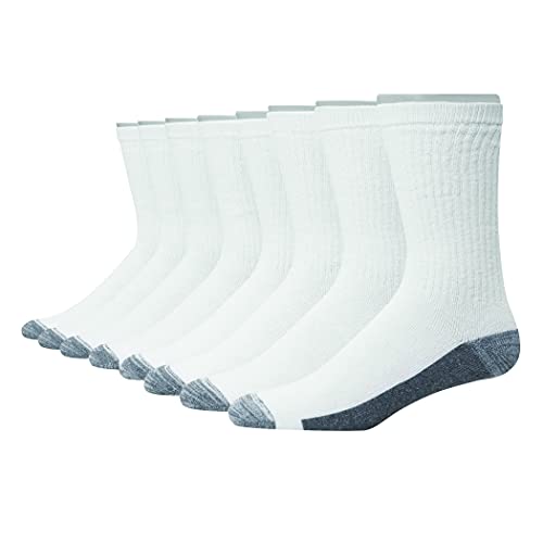 Hanes Ultimate Men’s 8-Pack Ultra Cushion FreshIQ Odor Control with Wicking Crew Socks, pack of 8,White