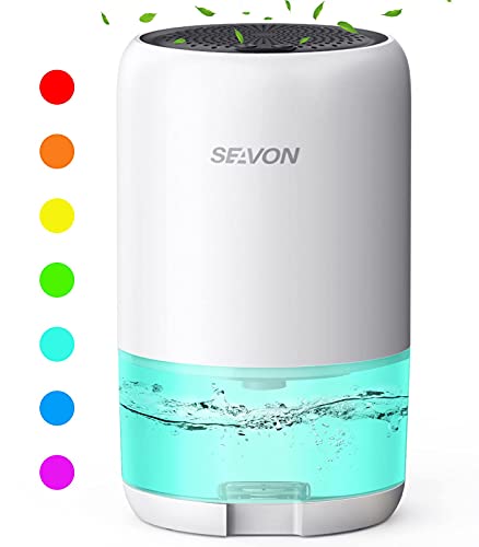 SEAVON Dehumidifier 35oz Dehumidifiers for Home 2500 Cubic Feet (280 sq ft) with 7 Color LED Light, Portable Quiet Dehumidifier with Two Working Mode for Basements, Bedroom, Bathroom, RV