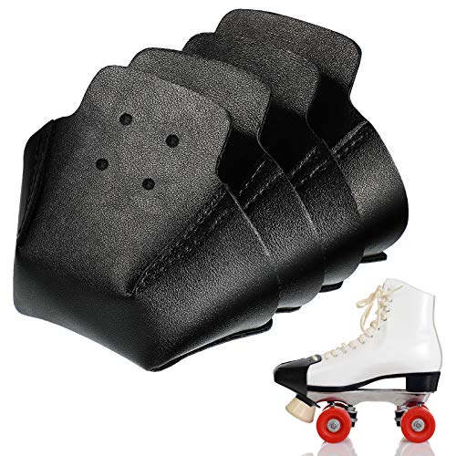 4 Pieces Toe Cap Guards Protectors Toe Caps Artificial Leather Roller Skate Cap Protectors for Quad Roller Skate (Black)
