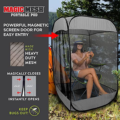 Magic Mesh Personal Portable Pod Modular Design, See-Through Mesh, Lets Fresh Air in, Pops Up in Seconds, Magnetic Door Panel, Fits One Adult & Folding Chair- 59″ x 37.4″ x 37.4″ | The Storepaperoomates Retail Market - Fast Affordable Shopping