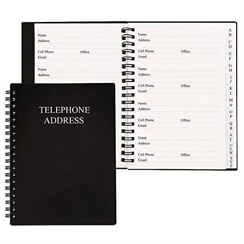 Nokingo Telephone Address & Birthday Book with Tabs, Address Log Book for Contacts, with Phone Numbers, Addresses, Birthday & Password. Alphabetical A-Z Organizer, Black, 5×7 inch