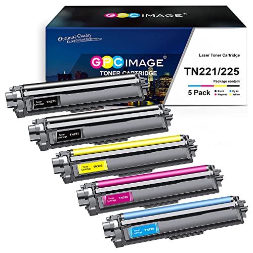 GPC Image Compatible Toner Cartridge Replacement for Brother TN221 TN225 Compatible with MFC-9130CW MFC-9340CDW MFC-9330CDW HL-3170CDW HL-3140CW Printer Tray (2 Black,1 Cyan,1 Magenta,1 Yellow)