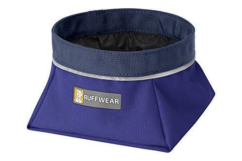Ruffwear, Quencher Dog Bowl, Collapsible, Portable Food and Water Bowl, Huckleberry Blue, Large