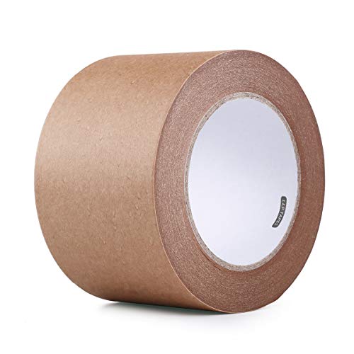 LLPT Kraft Paper Gummed Tape Recyclable Writable Tearable High Tensile Strength for Carton Sealing Photo Frame Seal 3” x 165 Ft Color Brown (PGB130)