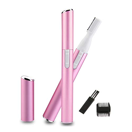 MICPANG Electric Eyebrow Trimmer Precision Electric Eyebrow Razor for Women Battery-Operated Facial Hair Remover Clipper with Comb (Pink)