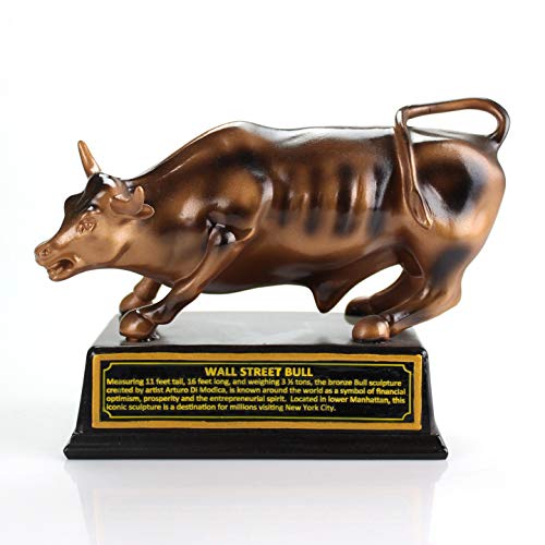 Torkia – Official Licensed Bronze Wall Street Bull Stock Market NYC Figurine Statue with Base – Small