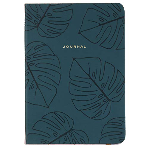 Eccolo Medium Lined Journal Notebook, Flexible Cover, A5 Writing Journal, 256 Ruled Ivory Pages, Ribbon Bookmark, Lay Flat, Notebook for Work or School, Palms (Green, 5.75-x-8.25 inches)