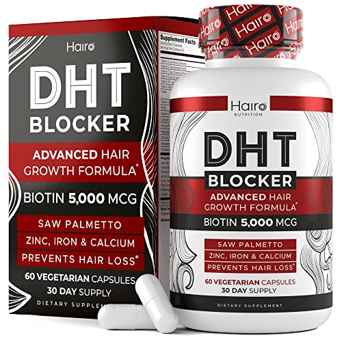 DHT Blocker Hair Growth Supplement – High Potency Biotin & Saw Palmetto for Hair Regrowth – Natural Hair Loss Treatments for Women & Men – Helps Stimulate Hair Follicle Growth