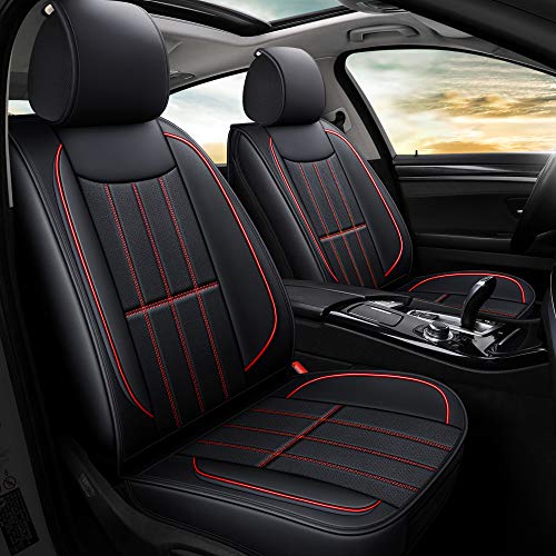AOOG Leather Car Seat Covers, Leatherette Automotive Vehicle Cushion Cover for Cars SUV Pick-up Truck, Universal Non-Slip Vehicle Cushion Cover Waterproof, Full Set