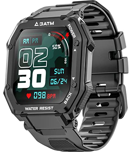 Smart Watches for Men Women, Activing Fitness Tracker with Heart Rate Blood Oxygen Monitoring 3ATM Waterproof 1.69 inch Full Touch Screen Smart Watch Compatible for iOS Android(Black)