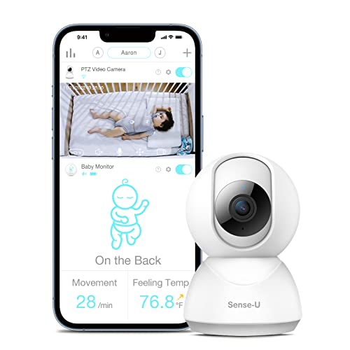 Sense-U Video Baby Monitor with Remote Pan-Tilt-Zoom Camera, 2-Way Talk, Night Vision, Background Audio, Motion Detection & No Monthly Fee (Compatible Smart Baby Monitor)