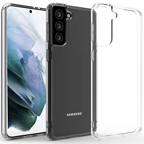 Restoo Samsung Galaxy S21 Case,Slim Clear Case with 4 [Shock Absorption] Corners Hard PC Back Soft TPU Bumper for Samsung Galaxy S21 5G 2021-Clear