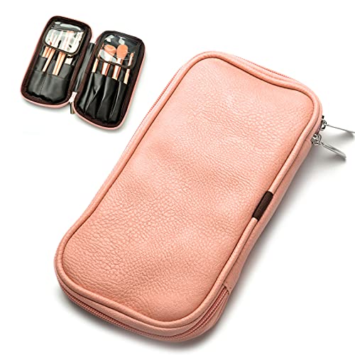 Makeup Brushes Organizer Bag, Portable Cosmetic Brush Holder Pouch for Travel (pink)