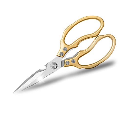 AGulizer Kitchen Scissors, Heavy Duty Sharp Multifunction Dishwasher Safe,Kitchen Accessories Large Shears for Meat Chicken Fish Poultry Herb Bread (Golden)