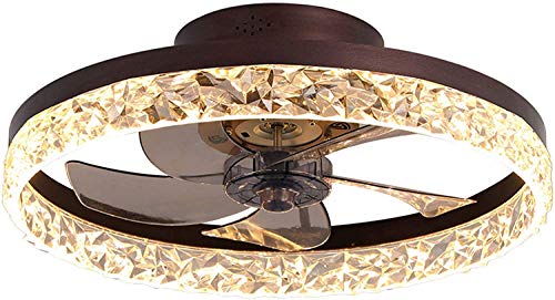 JLPAN 19.7” Ceiling Fan with Lights, LED 3 Color Dimmable Reversible 6 Wind speeds Timing, Ceiling Fan with Lights Remote Control, Semi Flush Mount Low Profile Fan, Coffee Gold