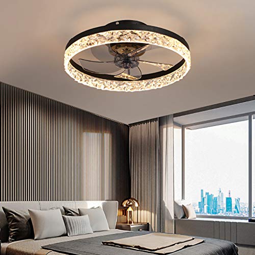 JLPAN Ceiling Fan with Lights, 3 Color Dimmable Reversible 6 Wind speeds Timing, LED Remote Control Enclosed Invisible Blades Semi Flush Mount Low Profile Fan, 19.7”, Black | The Storepaperoomates Retail Market - Fast Affordable Shopping
