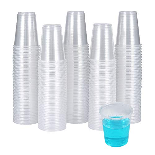 Turbo Bee 300 Pack 3 OZ Clear Plastic Cups，Disposable Bathroom Mouthwash Cups, Small Plastic Cups-Espresso Cups Ideal for Drinking Tasting, Food Samples