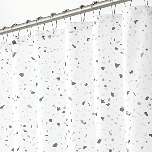 mDesign Decorative Terrazzo Print – Easy Care Fabric Shower Curtain, Reinforced Buttonholes, for Bathroom Showers, Stalls, and Bathtubs, Machine Washable – 72″ x 72″ – Gray Multi