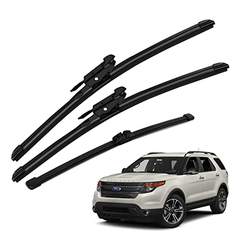 Original Front and Rear Windshield Wiper Blade Replacement Pinch Tab 26″+22″+11″ for 2011-2017 Ford Explorer All Weather (Set of 3)