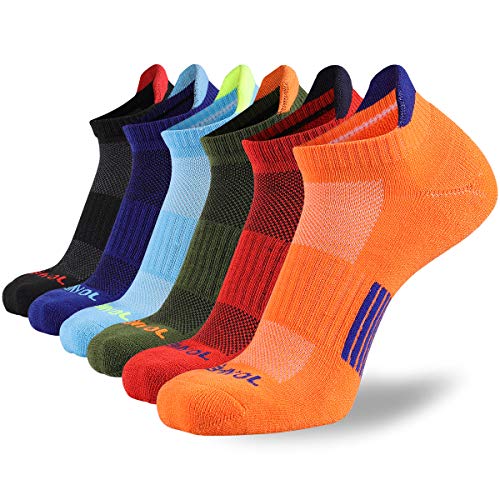 JOYNÉE Men’s Athletic Socks Low Cut Cushion Running Socks Breathable Comfort for Sports 6 Pack,Multicolor,Sock Size 10-13
