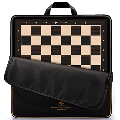 A&A 18.875″ Professional Wooden Tournament Chess Board/African Palisander & Maple Inlaid /2.0″ Squares w/Notation