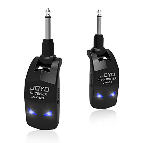 JOYO 2.4GHz Wireless Guitar System 4 Channels Rechargeable Audio Wireless Transmitter Receiver for Guitar Bass Electric Instruments (JW-03)