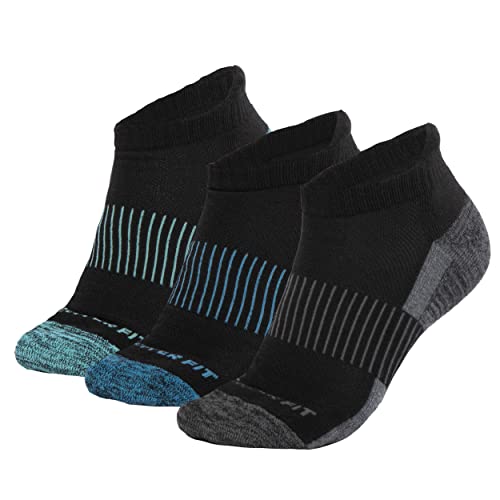 Copper Fit Unisex No Show Sport Socks, Black, Large-X-Large, 3 Pair