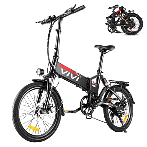 Vivi Folding Electric Bike, 20″ Electric Bike 48V 500W Folding Ebike/City Ebike for Adults with Removable Battery, 50 Miles Range, Up to 20MPH, Shimano 7-Speed Folding Adult Electric Bikes