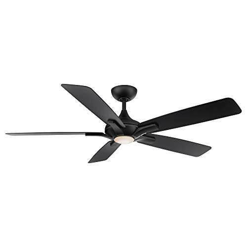 Mykonos Smart Indoor and Outdoor 5-Blade Ceiling Fan 60in Matte Black with 3000K LED Light Kit and Remote Control works with Alexa, Google Assistant, Samsung Things, and iOS or Android App