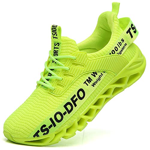 FRSHANIAH Sneakers for Men Slip On Casual Sport Running Shoes Athletic Jogging Tennis Walking Shoes Breathable Fashion Sneaker Gym Runner Trail Workout Shoes Green Size 10