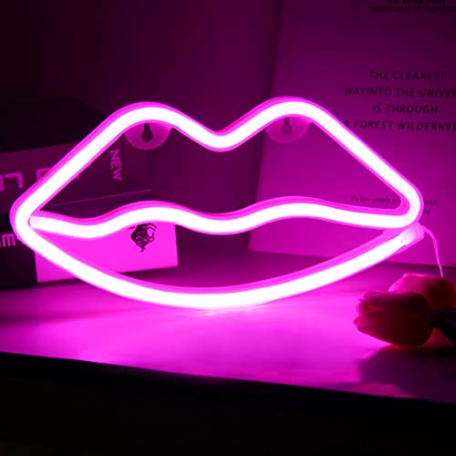 Lip Neon Sign Pink Lip Neon Light Sign LED Lips Girls Room Decor Light Neon Signs Lights for Bedroom Battery or USB Operated Neon Signs Light up Sign for Home Kids Room Bar Party Christmas Decoration | The Storepaperoomates Retail Market - Fast Affordable Shopping