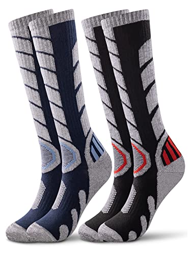 Ski Socks for Women Men Thermal Skiing Socks Snowboard & Hiking Cotton Socks 2-Pack, Large