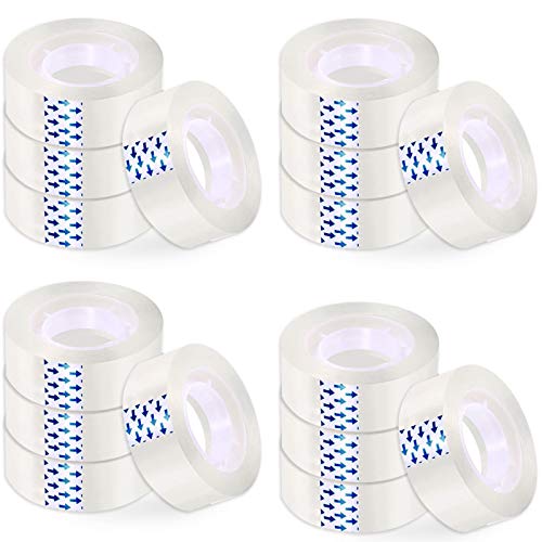 16 Roll Transparent Tape, Clear Tape Refills for Dispenser, 0.72 Inch x 1200 Inch Tape Refills Rolls, 1 inch Core, Perfect for Gift Wrap, Office, Home, School
