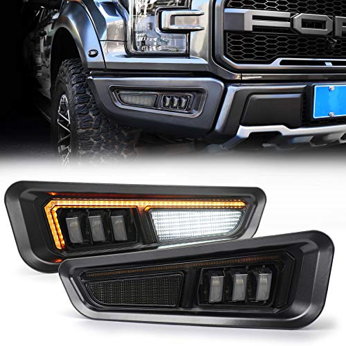MOVOTOR Raptor Fog Lights with Sequential Amber Turn Signal DRL Bumper Fog Driving Lights Compatible with Gen 2 Ford F150 Raptor 2017 2018 2019 2020