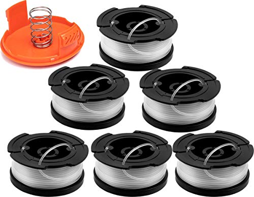 JOD AF-100 Weed Eater Spool Replace for AF-100-3ZP AF-100-BKP Compatible with Black and Decker String Trimmers 30ft 0.065′ Trimmer Line Autofeed Replacement Spool Refills (6 x Spools + 1 x Cap)