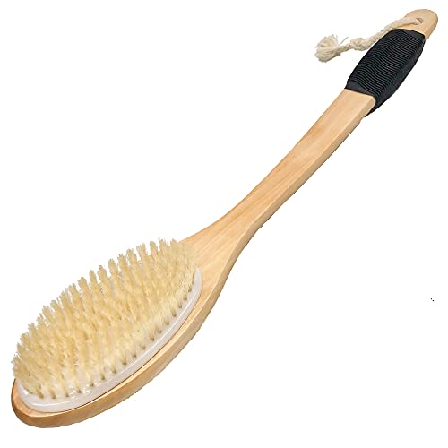 OWIIZI Bath Brush Wooden Curved Long Handle Antiskid Shower Brush for Exfoliating, Natural Bristle Scrubber for Back Use Wet or Dry | The Storepaperoomates Retail Market - Fast Affordable Shopping