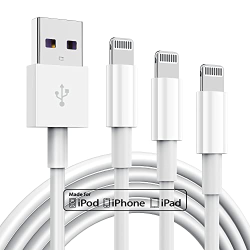 3 Pack Apple MFi Certified iPhone Charger Cable 6ft, Apple Lightning to USB Cable Cord 6 Foot, 2.4A Fast Charging,Apple Phone Long Chargers for iPhone 13/12/11/11Pro/11Max/ X/XS/XR/XS Max/8/7/6