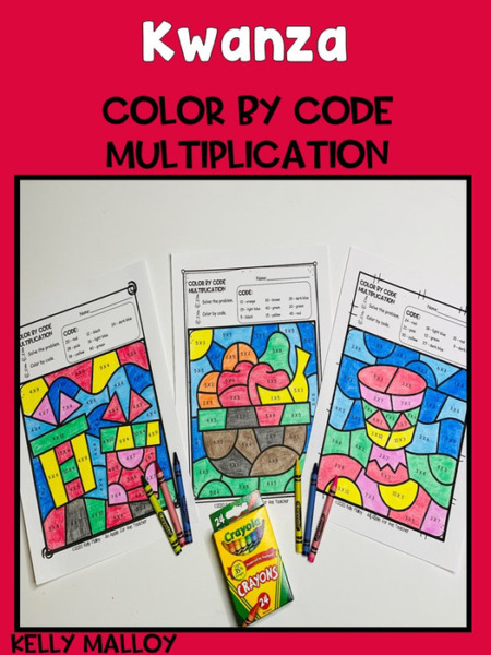 Kwanzaa Color by Number Multiplication Facts Holidays Around the World