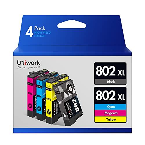 802XL Ink Cartridge, Remanufactured 802 Ink Cartridge Replacement for Epson 802XL 802 XL Ink Cartridge Combo Pack T802XL use for Workforce Pro WF-4740 WF-4730 WF-4720 WF-4734 EC-4020 EC-4030 (4 Pack)