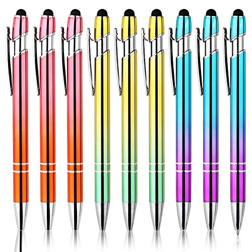 WY WENYUAN 9 Pieces Ballpoint Pens,Comfortable Writing Pens,Pretty Metal Stylus Pen,Black Ink Medium Point 1.0 mm Gift Pens,Cute Pens Office Supplies for Women&Men