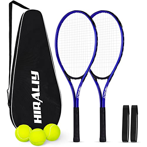 HIRALIY Adult Recreational 2 Players Tennis Rackets,27 Inch Super Lightweight Tennis Racquets for Student Training Tennis and Beginners, Tennis Racket Set for Outdoor Games