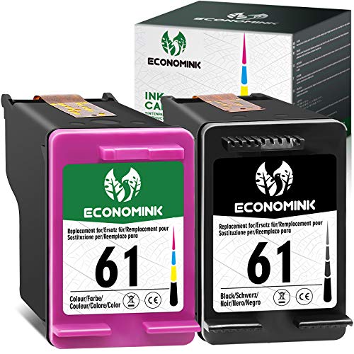 Economink Remanufactured Ink Cartridges Replacement for HP 61 Black Color Combo for Envy 5530 4500 4502 5535 OfficeJet 4630 4635 4632 DeskJet 2540 1010 3050a 2542 2549 3510 2541 2548 1055 1512 Printer