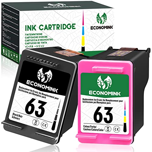 Economink Remanufactured Ink Cartridge Replacement for HP Ink 63 Compatible with OfficeJet 3830 5255 5258 4650 4652 4655 Envy 4520 4512 4513 4516 DeskJet 1112 2130 3630 3632 3634 2130 2132 Printer