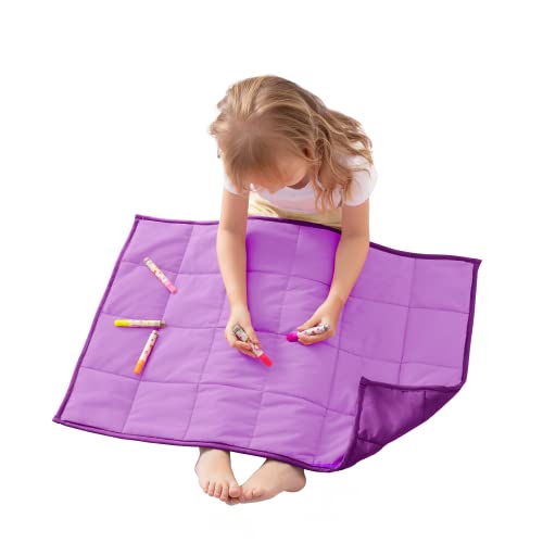 ROKDUK Weighted Lap Pads for Kids Dog Pet Throw Blanket Toddler 20x30in 3 lbs. Reversible Soft 1800TC Cotton Alternative, Multifunction Adult Shoulder Back Relax Purple/Lavender