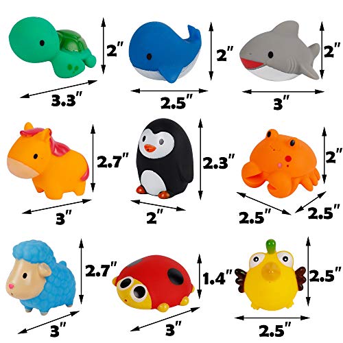 Cllayees Set of 18 Animals Bath Squirters Toy Set for Toddler, Colorful Assorted Sea Animals Flower Floating Bathtub Squirter Toys for Baby Shower Bath Tub Pool (Animal) | The Storepaperoomates Retail Market - Fast Affordable Shopping